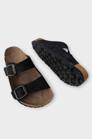Unisex Çift Tokalı Ortopedik Terlik SİYAH