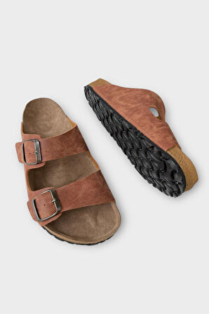 Unisex Çift Tokalı Ortopedik Terlik TABA