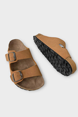 Unisex Çift Tokalı Ortopedik Terlik HARDAL