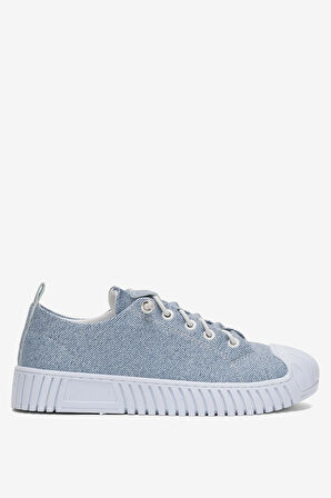 Unisex Kolay Giyilebilir Lastik Bağcıklı Spor Keten Sneaker Ayakkabı MAVİ