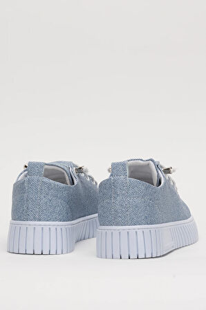 Unisex Kolay Giyilebilir Lastik Bağcıklı Spor Keten Sneaker Ayakkabı MAVİ