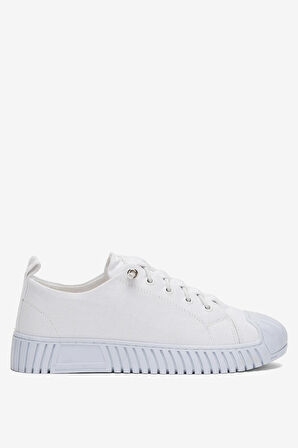 Unisex Kolay Giyilebilir Lastik Bağcıklı Spor Keten Sneaker Ayakkabı BEYAZ