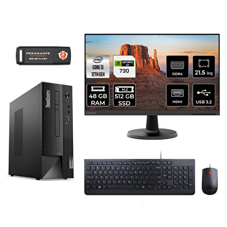 LENOVO Neo 50S M02VTXD342 i3 12100 48GB RAM 512GB SSD GT730 4GB 21.5" FDOS MASAÜSTÜ PC