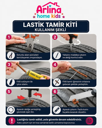 Araç Motosiklet Lastik Tamir Seti +10 Adet Fitilli