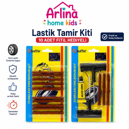 Araç Motosiklet Lastik Tamir Seti +10 Adet Fitilli