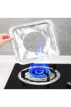 10 Adet Ocak Gözü Koruyucu Alüminyum Folyo Ocak Altlığı Yağ Kir Sıçrama Önleyici Ocak Koruma