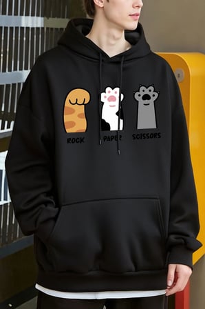 Taş Kağıt Makas Kedi Pençeleri Tasarım Erkekler Hoody Cep Rahat Kapüşonlular Moda Sonbahar Ka