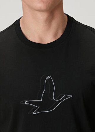 Beymen Club club siyah relax fit artwork kaz detaylı t-shirt