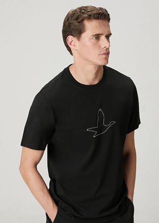 Beymen Club club siyah relax fit artwork kaz detaylı t-shirt