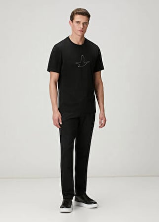 Beymen Club club siyah relax fit artwork kaz detaylı t-shirt