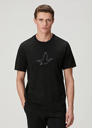 Beymen Club club siyah relax fit artwork kaz detaylı t-shirt