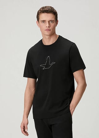 Beymen Club club siyah relax fit artwork kaz detaylı t-shirt