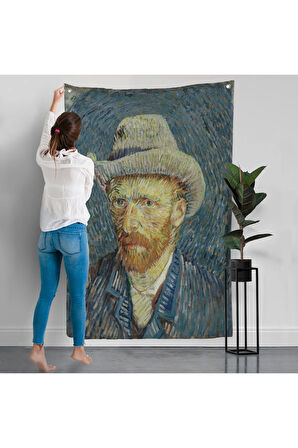 Vincent van Gogh - Hasır Şapkalı Otoportre Duvar Örtüsü-7481