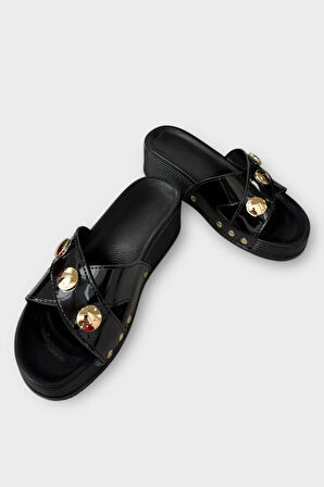 Kadın Günlük Terlik Şık Ortopedik Yazlık Ev Plaj Tatil İş Terliği SİYAH