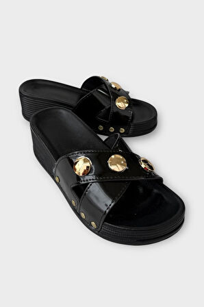 Kadın Günlük Terlik Şık Ortopedik Yazlık Ev Plaj Tatil İş Terliği SİYAH