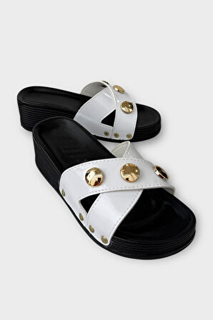 Kadın Günlük Terlik Şık Ortopedik Yazlık Ev Plaj Tatil İş Terliği BEYAZ