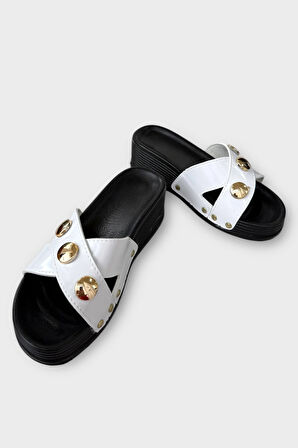 Kadın Günlük Terlik Şık Ortopedik Yazlık Ev Plaj Tatil İş Terliği BEYAZ