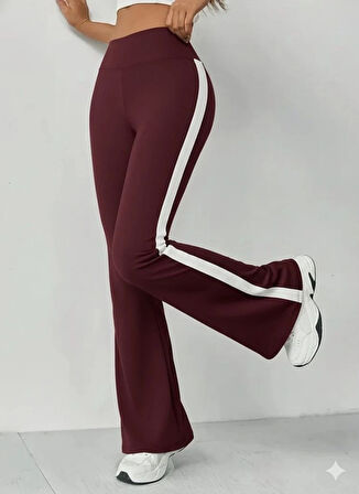 MDB Kadın Yüksek Bel İspanyol Paçalı Yanlardan şerit Detaylı Dalgıç Tayt Pantolon