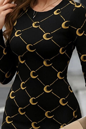 MDB Kadın Bisiklet Yaka Uzun Kol Triko Mini Boy Elbise