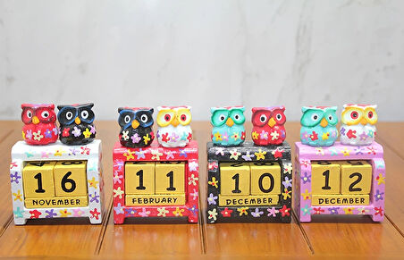 MDB Ahşap Baykuş Takvim Küçük Boy Model 2