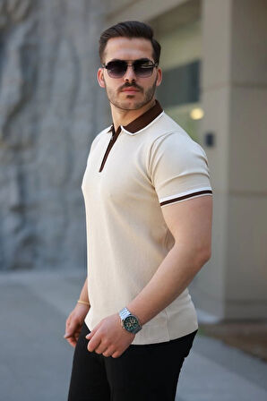 MDB Erkek Renkli Yaka Kısa Kollu Tişört