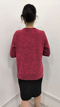 MDB Kadın Uzun Kollu Kruvaze Yaka Kol Ve Etek Ucu Manşet Detay Yumoş Bluz