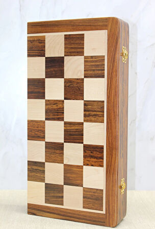 MDB Mıknatıs Taşlı Ahşap Katlanabilir Kutulu Satranç Oyunu 40 Cm