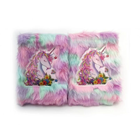 MDB Çiçekli Unicorn Tasarımlı Peluş Hatıra Defteri