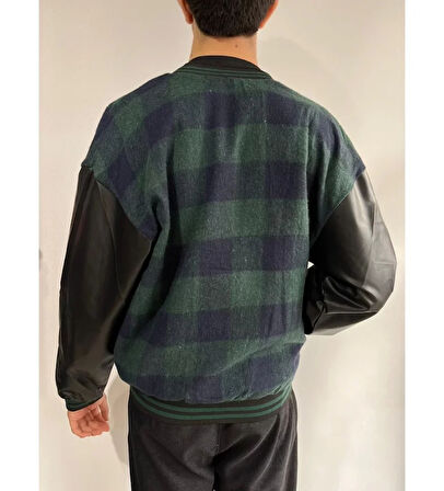 MDB Erkek Pötikare Desen Nakışlı Kolej Ceket  Haki