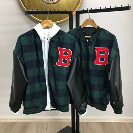 MDB Erkek Pötikare Desen Nakışlı Kolej Ceket  Haki