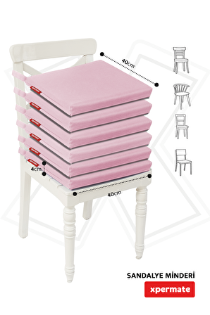 Xpermate Fermuarlı 6'lı Sandalye Minderi Su İtici Kumaş 40x40 Cm Pembe