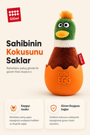 Egg Serisi Sallanan Eğlence Sesli Ördek Peluş Köpek Oyuncağı - Küçük Irk & Yavru Çiğneme Oyuncağı
