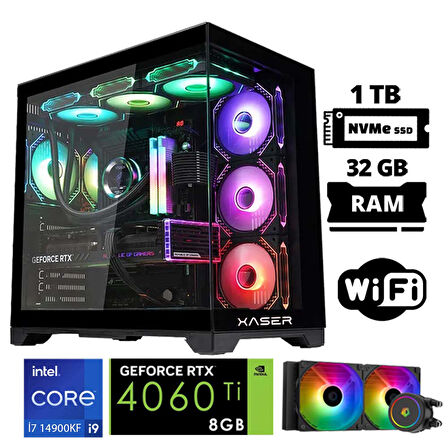 Xaser Lexus x25 i9 14900KF 32GB DDR5 Ram 1TB M.2 NVMe SSD 8GB RTX4060 Ti Masaüstü Oyuncu Bilgisayarı