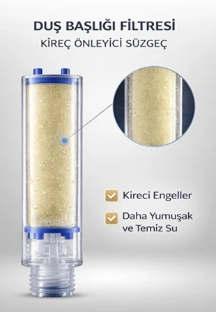 Yüksek basınçlı su tasarruflu 10 adet yedek filtreli kireç önleyici duş başlığı 
