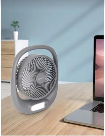Şarjlı Masaüstü Fan Vantilatör 7'' Led Işıklı 3 Kademeli Taşınabilir Kablosuz Mini Fan