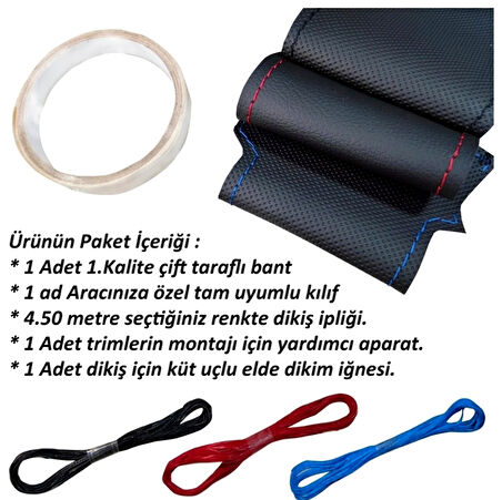 Dikmeli Direksiyon Kılıfı Opel Uyumlu Astra J Kasa Araca Özel Direksiyon Kılıfı Klasik Siyah