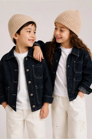Unisex Çocuk Denim Ceket Oversize Rahat Kalıp
