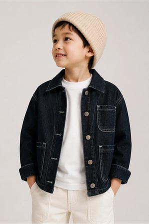 Unisex Çocuk Denim Ceket Oversize Rahat Kalıp