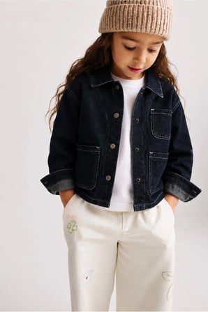 Unisex Çocuk Denim Ceket Oversize Rahat Kalıp