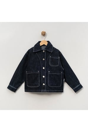 Unisex Çocuk Denim Ceket Oversize Rahat Kalıp