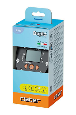 Claber 8410 Aquadue Duplo Evolution İki Çıkışlı Sulama Zamanlayıcı