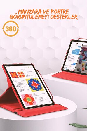 Qpen iPad 2 9.7 inç Uyumlu 360° Tablet Deri Kılıf
