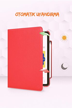 Qpen iPad 2 9.7 inç Uyumlu 360° Tablet Deri Kılıf