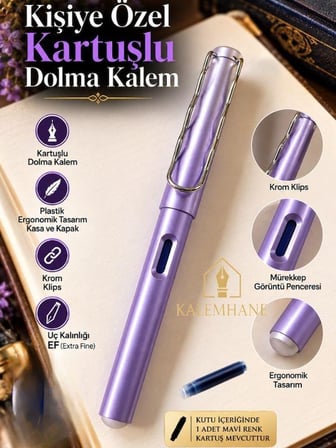 Kalemhane Kişiye Özel Kartuşlu Dolma Kalem – EF Uçlu, Kişiye Özel Yazılı Hediyelik Kutulu