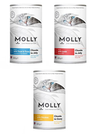 Molly 3 Çeşit Karma Kedi Konservesi 400 Gr. X 3 Adet