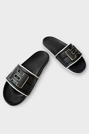 Kadın Günlük Terlik Tokalı Şık Yazlık Ev Plaj Tatil İş Terliği SİYAH