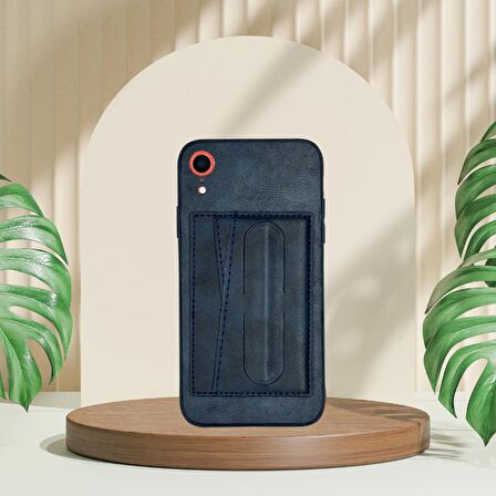 İPHONE XR TLP KARTLIKLI STANDLI  LÜX DERİ KILIF