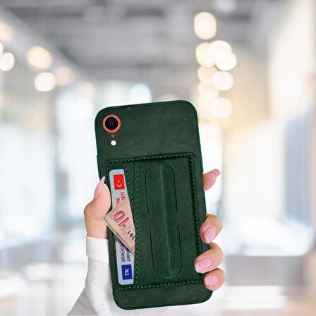 İPHONE XR TLP KARTLIKLI STANDLI  LÜX DERİ KILIF