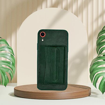 İPHONE XR TLP KARTLIKLI STANDLI  LÜX DERİ KILIF