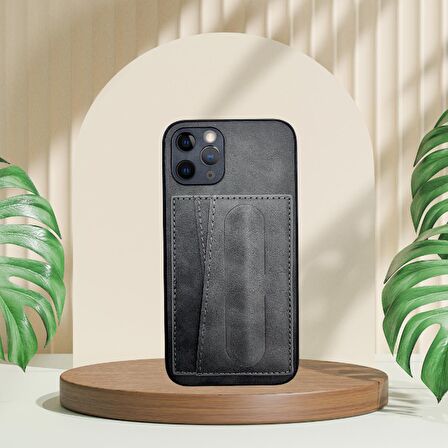 İPHONE 11 PRO TLP KARTLIKLI STANDLI  LÜX DERİ KILIF